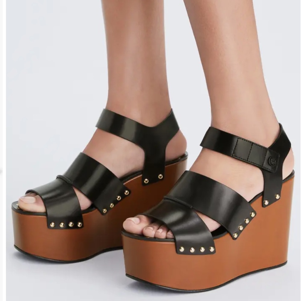 Tory Burch Stud Platform Wedge Sandal, SIZE 8 1/2 US